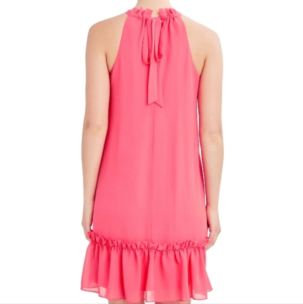 BCBG Pink Ruched Ruffled Mini Dress - Picture 2 of 3